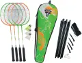 Набір для бадмінтону Talbot BADMINTON SET 4-ATTACKER PLUS (4 ракетки, 3 волани, сітка, чохол) зелено-помаранчевий 449414