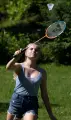 Набір для бадмінтону Talbot BADMINTON SET 2-ATTACKER (2 ракетки, 2 волана та чохол) оранжево-блакитний 449411