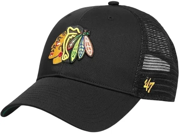 Кепка 47 Brand CHICAGO BLACKHAWKS BRANSON MESH черно-зеленая H-BRANS04CTP-BK