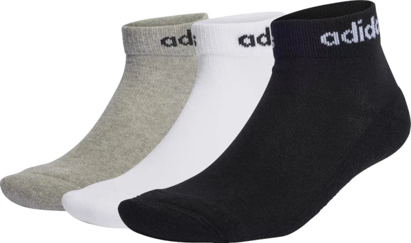 Шкарпетки Adidas LINEAR ANKLE CUSHIONED SOCKS 3P білі/сірі/чорні (3 пари) IC1304