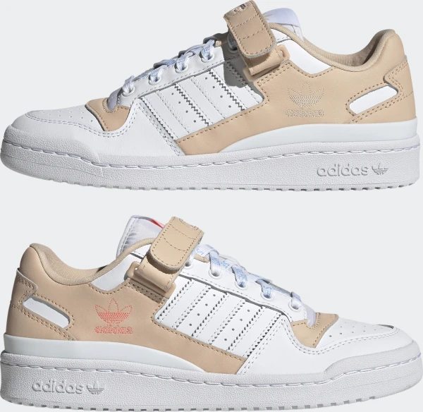Кроссовки женские Adidas FORUM LOW бело-светло-коричневые GW0569