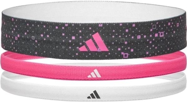 Повязки на голову Adidas HAIRBANDS (GRAPHIC) 3PK белая, розовая, черная (3 штуки) ADAC-16160
