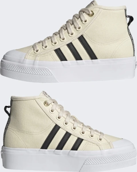 Кеди жіночі Adidas NIZZA PLATFORM MID бежево-чорні H00641