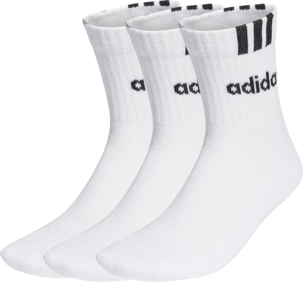 Носки Adidas 3-STRIPES LINEAR HALF-CREW CUSHIONED 3P белые (3 пары) HT3437