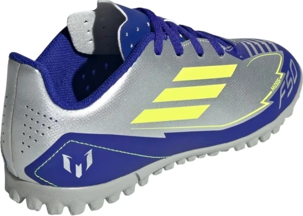 Сороконожки (шиповки) детские Adidas F50 CLUB MESSI TF JUNIOR серебряно-темно-сине-лимонные IH0923