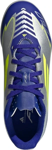 Сороконожки (шиповки) детские Adidas F50 CLUB MESSI TF JUNIOR серебряно-темно-сине-лимонные IH0923