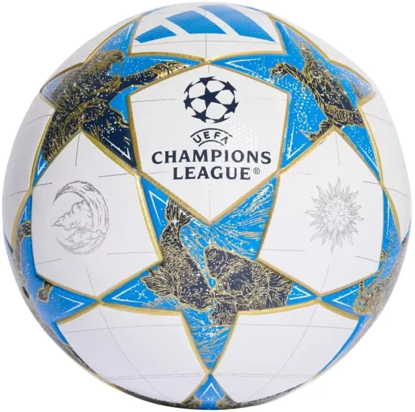 Футбольний м'яч Adidas UCL LEAGUE 25/26 LEAGUE STAGE біло-блакитно-золотий Розмір 5 JP1548
