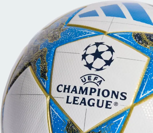 Футбольний м'яч Adidas UCL LEAGUE 25/26 LEAGUE STAGE біло-блакитно-золотий Розмір 5 JP1548