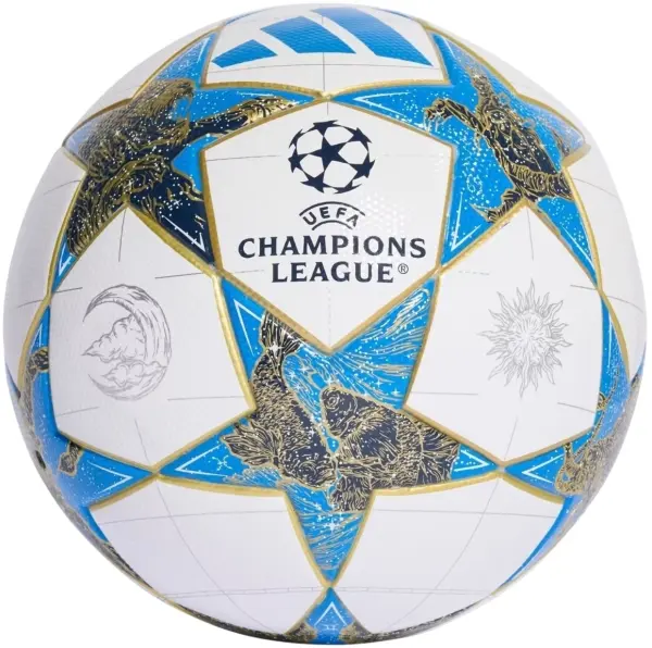 Футбольний м'яч Adidas UCL LEAGUE 25/26 LEAGUE STAGE біло-блакитно-золотий Розмір 4 JP1548
