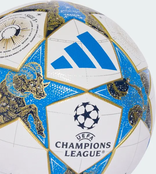 Футбольный мяч Adidas UCL TRAINING 25/26 LEAGUE STAGE бело-голубо-золотой Размер 5 JP1540