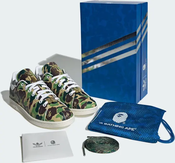Кеди Adidas STAN SMITH X BAPE бежево-коричнево-зелений камуфляж IG8949