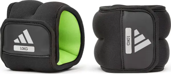 Утяжелители для лодыжки/запястья Adidas ANKLE/WRIST WEIGHTS черно-салатовые (2 х 1.0 кг) ADWT-12321-NL