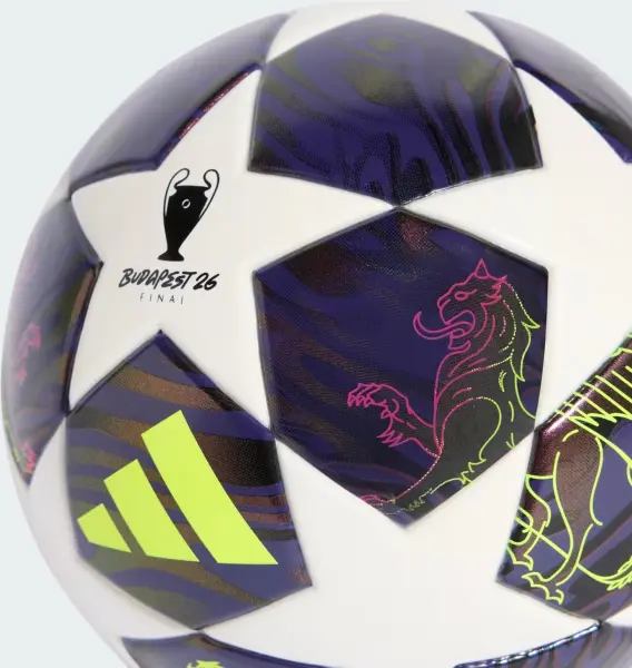 Сувенірний футбольний м'яч Adidas UEFA CHAMPIONS LEAGUE FINAL MINI біло-фіолетово-лаймовий Розмір 1 JX9099