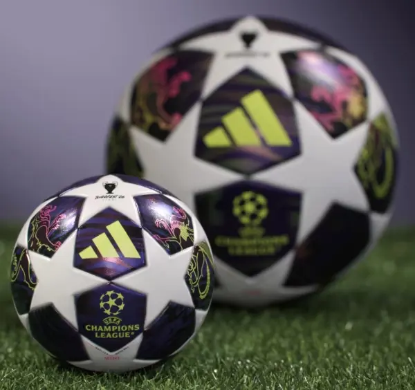 Сувенірний футбольний м'яч Adidas UEFA CHAMPIONS LEAGUE FINAL MINI біло-фіолетово-лаймовий Розмір 1 JX9099