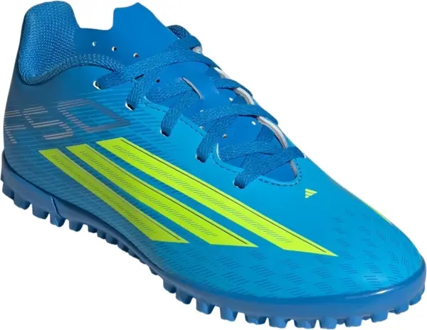 Сороконожки (шиповки) детские Adidas F50 CLUB TF сине-лимонные JS1491