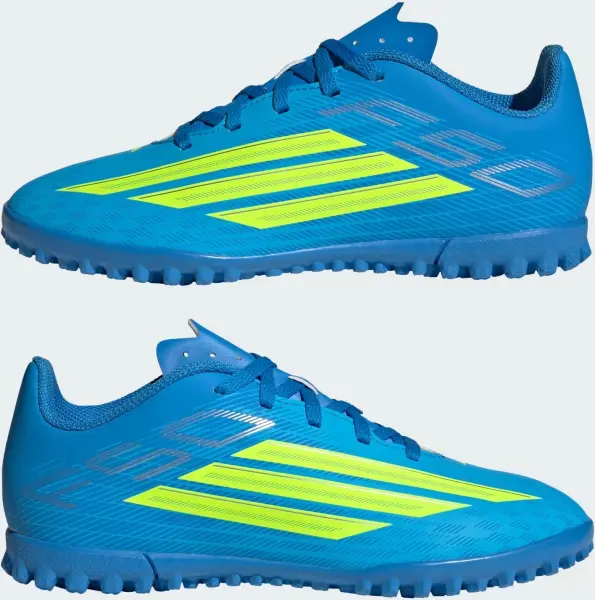 Сороконожки (шиповки) детские Adidas F50 CLUB TF сине-лимонные JS1491