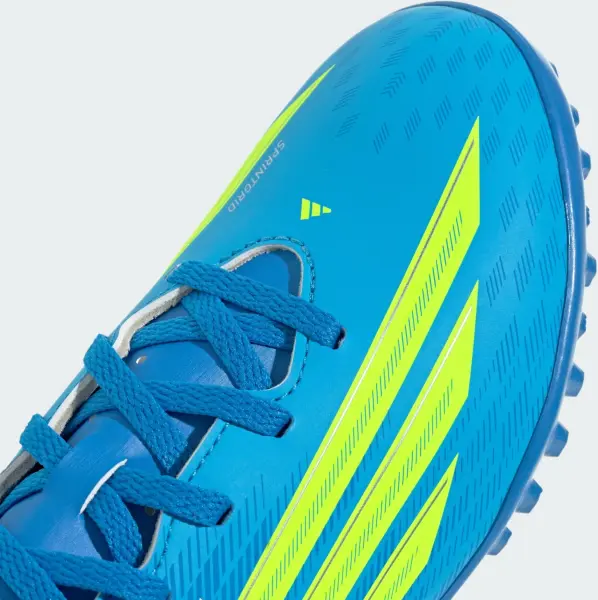Сороконожки (шиповки) детские Adidas F50 CLUB TF сине-лимонные JS1491