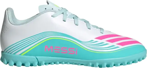 Сороконіжки (шиповки) дитячі Adidas F50 MESSI CLUB TF біло-бірюзово-рожеві JQ0949