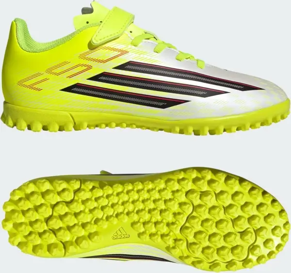 Сороконожки (шиповки) детские Adidas F50 CLUB H&L TF желто-бело-черные JS1484