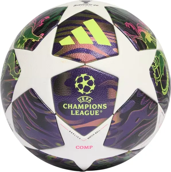 Футбольный мяч Adidas UEFA CHAMPIONS LEAGUE FINAL COMPETITION бело-фиолетово-лаймовый Размер 4 JX9096