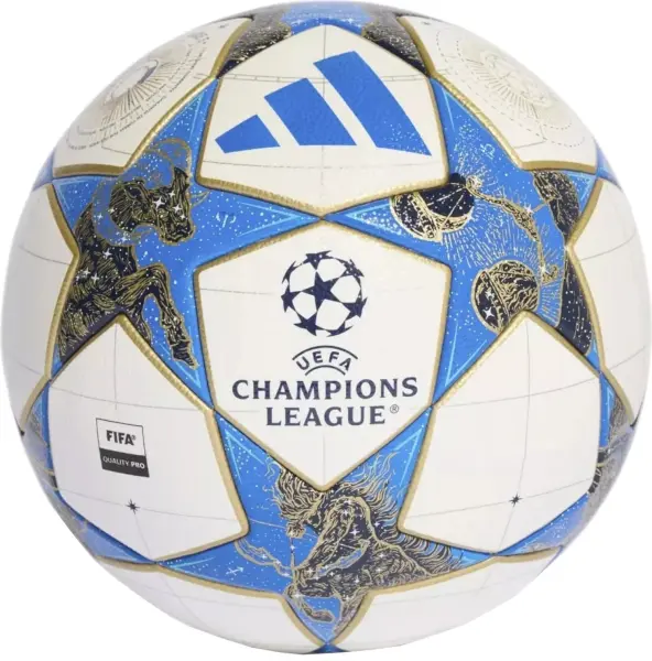 Футбольний м'яч Adidas UCL COMPETITION 25/26 LEAGUE STAGE біло-блакитно-золотий Розмір 5 JP1541