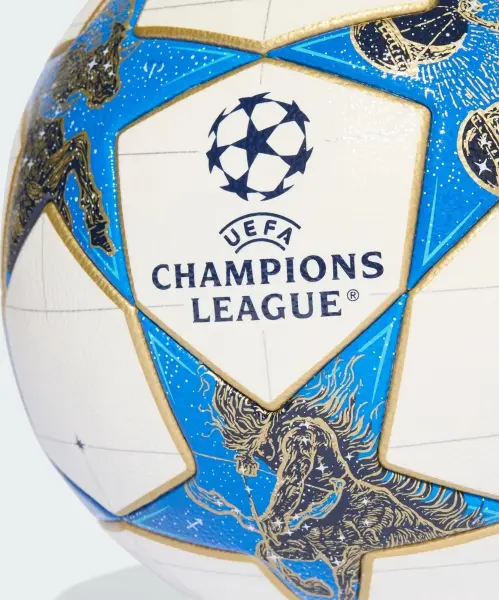 Футбольний м'яч Adidas UCL COMPETITION 25/26 LEAGUE STAGE біло-блакитно-золотий Розмір 5 JP1541