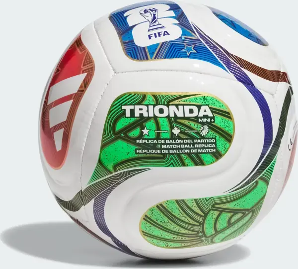 Сувенірний футбольний м'яч Adidas FIFA WORLD CUP 26 TRIONDA MINI+ біло-червоно-зелено-синій Розмір 1,5 JD8049