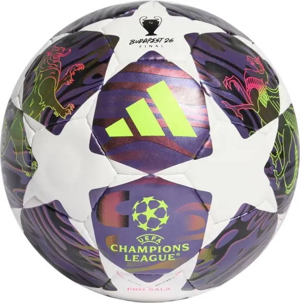 Футзальний м'яч Adidas UEFA CHAMPIONS LEAGUE FINAL PRO SALA біло-фіолетово-лаймовий Розмір 4 JX9102