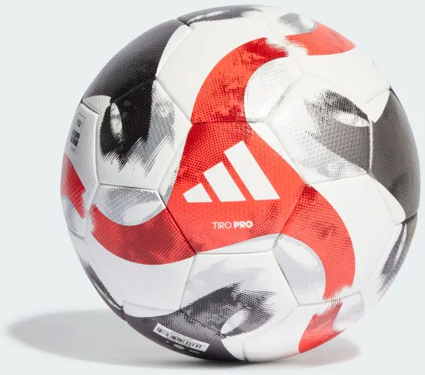 Футбольний м’яч Adidas TIRO PRO біло-чорно-сріблясто-червоний Розмір 5HT2428
