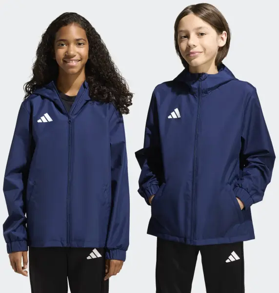 Ветровка детская Adidas ENTRADA 26 ALL WEATHER JACKET темно-сине-белая JZ9103