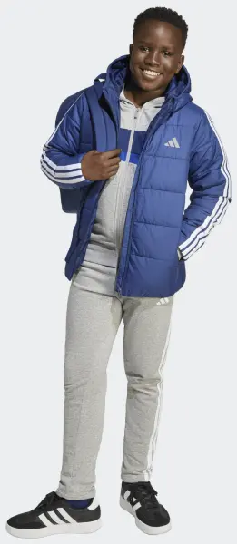 Куртка утепленная детская Adidas ESSENTIALS 3-STRIPES PADDED KIDS темно-сине-белая JL7403