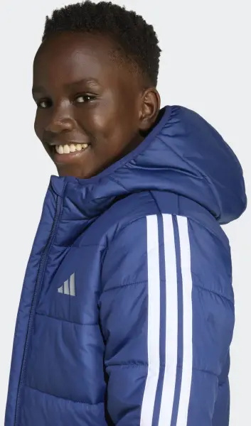 Куртка утепленная детская Adidas ESSENTIALS 3-STRIPES PADDED KIDS темно-сине-белая JL7403