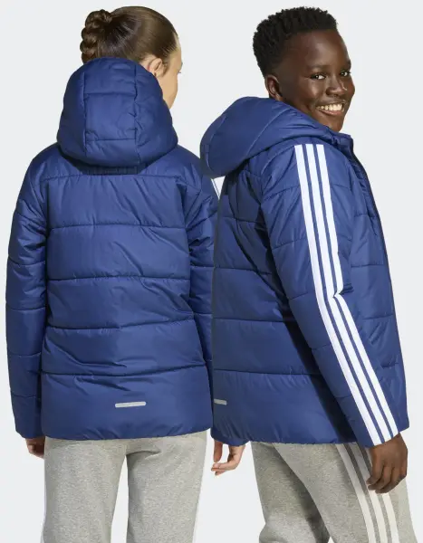 Куртка утепленная детская Adidas ESSENTIALS 3-STRIPES PADDED KIDS темно-сине-белая JL7403