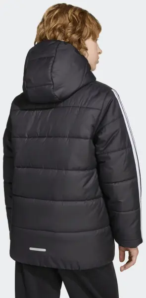 Куртка утепленная детская Adidas ESSENTIALS 3-STRIPES PADDED KIDS черно-белая JL7402