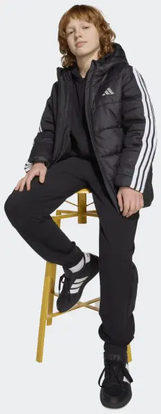 Куртка утепленная детская Adidas ESSENTIALS 3-STRIPES PADDED KIDS черно-белая JL7402