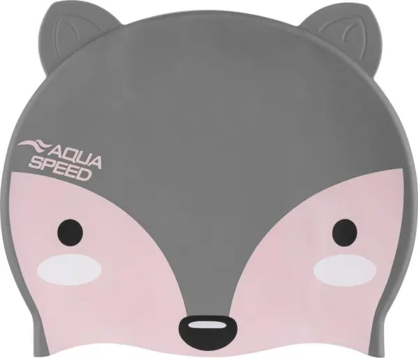 Шапочка для плавания детская Aqua Speed ZOO FOX серо-светло-розовая 115-26