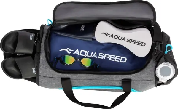 Сумка спортивна Aqua Speed DUFFEL BAG L 43L сіро-блакитно-чорна 141-34