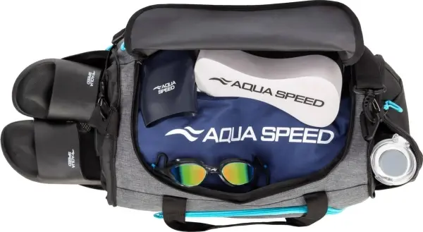 Сумка спортивная Aqua Speed DUFFEL BAG M 35L серо-голубо-черная 141-34