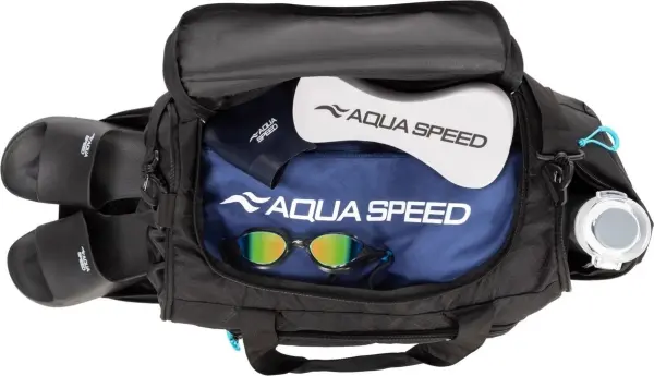 Сумка спортивна Aqua Speed DUFFEL BAG M 35L чорно-блакитна 141-74