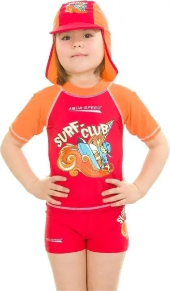 Футболка для плавання дитяча Aqua Speed ​​SURF-CLUB T-SHIRT червоно-жовтогаряча 383-31