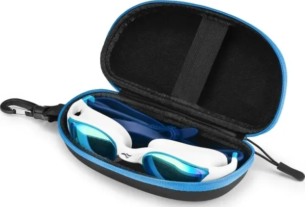 Окуляри для плавання з чохлом Aqua Speed ​​VORTEX MIRROR+CASE біло-блакитно-сині 230-51