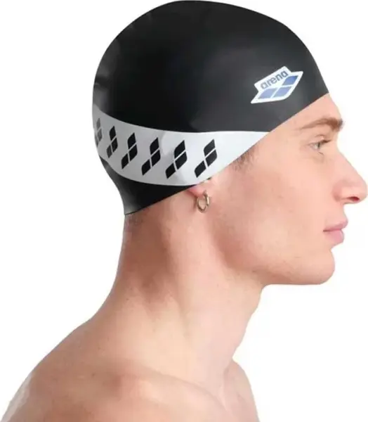 Шапочка для плавання Arena ICONS TEAM STRIPE CAP чорно-біла 001463-111