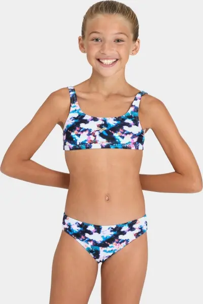 Купальник раздельный детский Arena TIE AND DYE BIKINI TOP бело-сине-розовый 006206-500