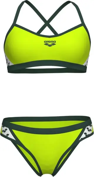 Купальник раздельный женский Arena ICONS BIKINI CROSS BACK SOLID лаймово-темно-зелено-белый 005037-660