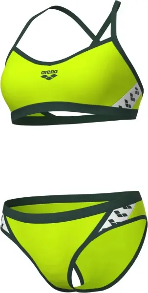 Купальник раздельный женский Arena ICONS BIKINI CROSS BACK SOLID лаймово-темно-зелено-белый 005037-660