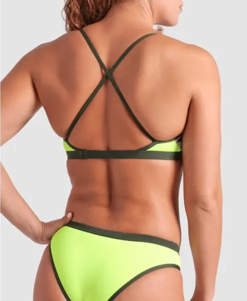 Купальник раздельный женский Arena ICONS BIKINI CROSS BACK SOLID лаймово-темно-зелено-белый 005037-660