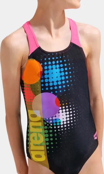 Купальник слитный детский Arena DOTS SWIMSUIT SWIM PRO BACK черно-розово-желтый 010745-559