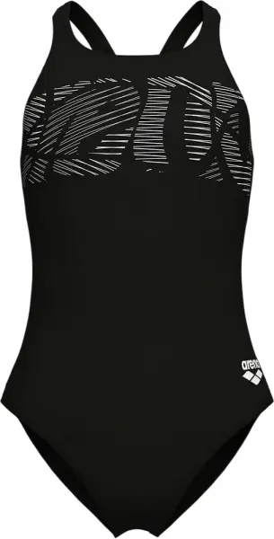 Купальник злитий дитячий Arena GRAPHIC SWIMSUIT V BACK чорно-білий 006680-501