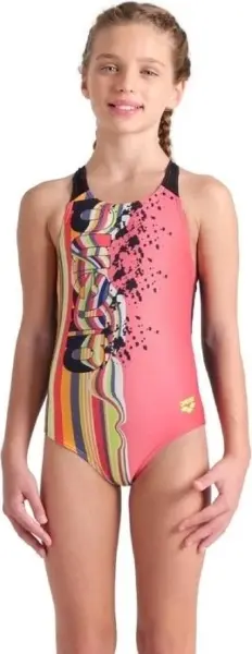 Купальник злитий дитячий Arena PALETTE SWIMSUIT SWIM PRO BACK коралово-чорний 007918-350