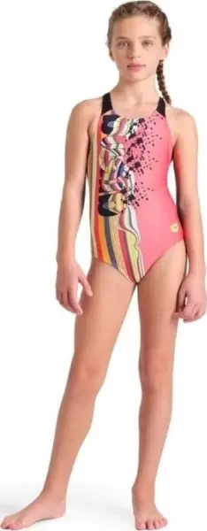 Купальник злитий дитячий Arena PALETTE SWIMSUIT SWIM PRO BACK коралово-чорний 007918-350